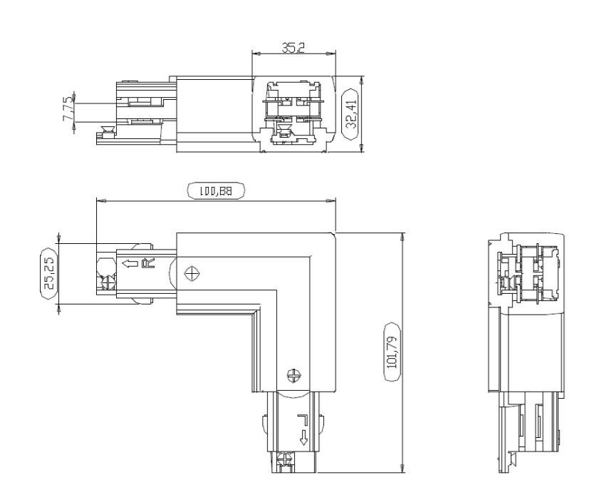 Łącznik do systemu ProRail3 L wewnętrzny 230V czarny / metal / tworzywo sztuczne - obrazek 3