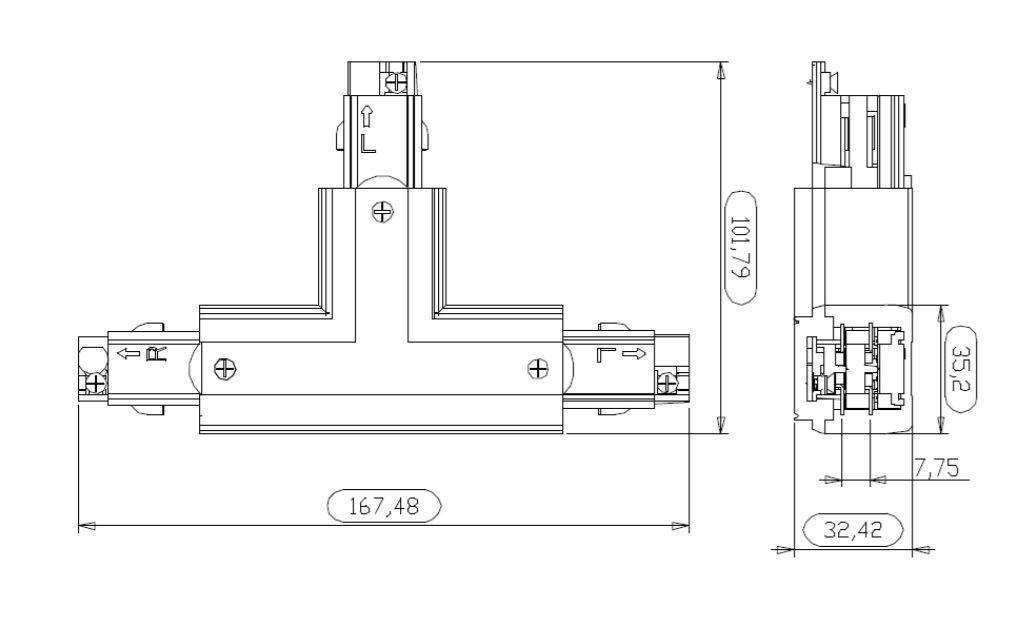 Łącznik do systemu ProRail3 T lewy 230V czarny / metal / tworzywo sztuczne - obrazek 4