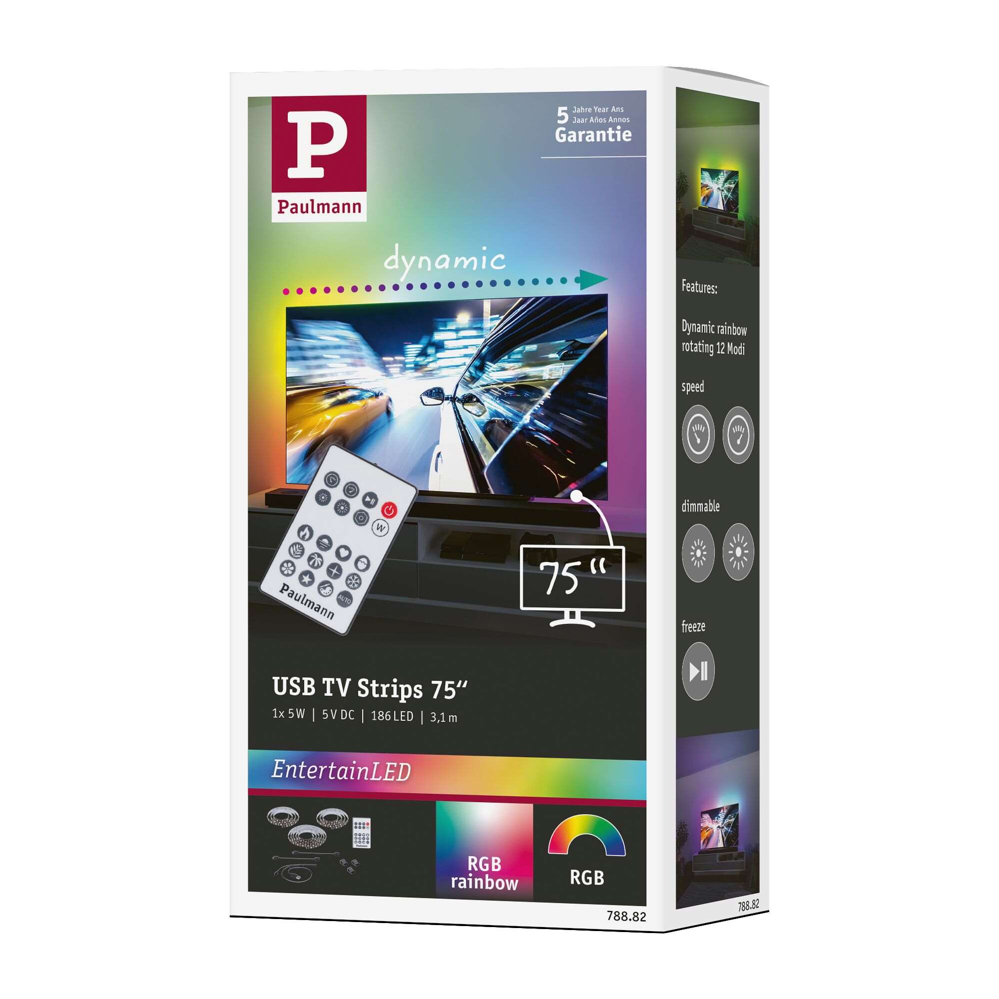 Zestaw taśma LED TV75 cali USB + pilot Dynamic Rainbow RGB 5W 5V czarny - obrazek 7