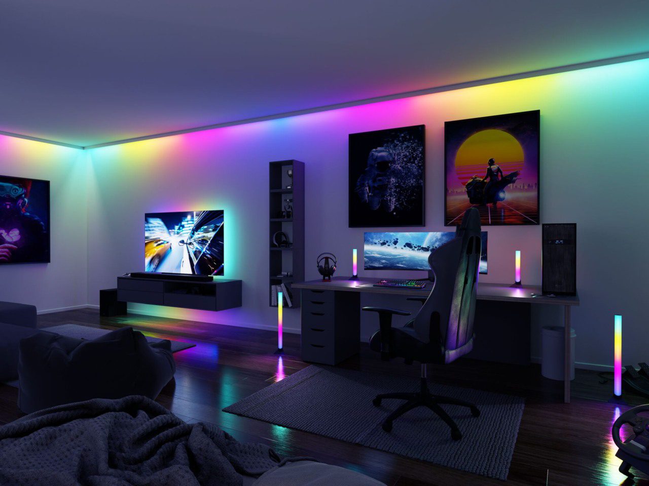 Zestaw taśma LED TV75 cali USB + pilot Dynamic Rainbow RGB 5W 5V czarny - obrazek 4