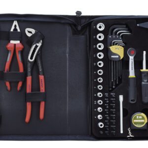 Zestaw różnych narzędzi w poręcznym etui