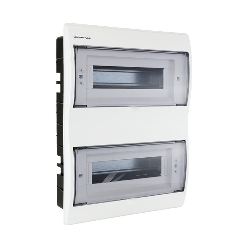 RP-24 ROZDZIELNIA PLASTIKOWA PT 24M 2X 12M N+PE IP40 IK07 404X310X84 DRZWI DYMNE BIAŁY FALA