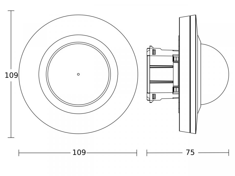 Czujnik obecności i zmierzchu PD-24 COM1 podtynkowy IP20 z łapkami okrągły biały - obrazek 3