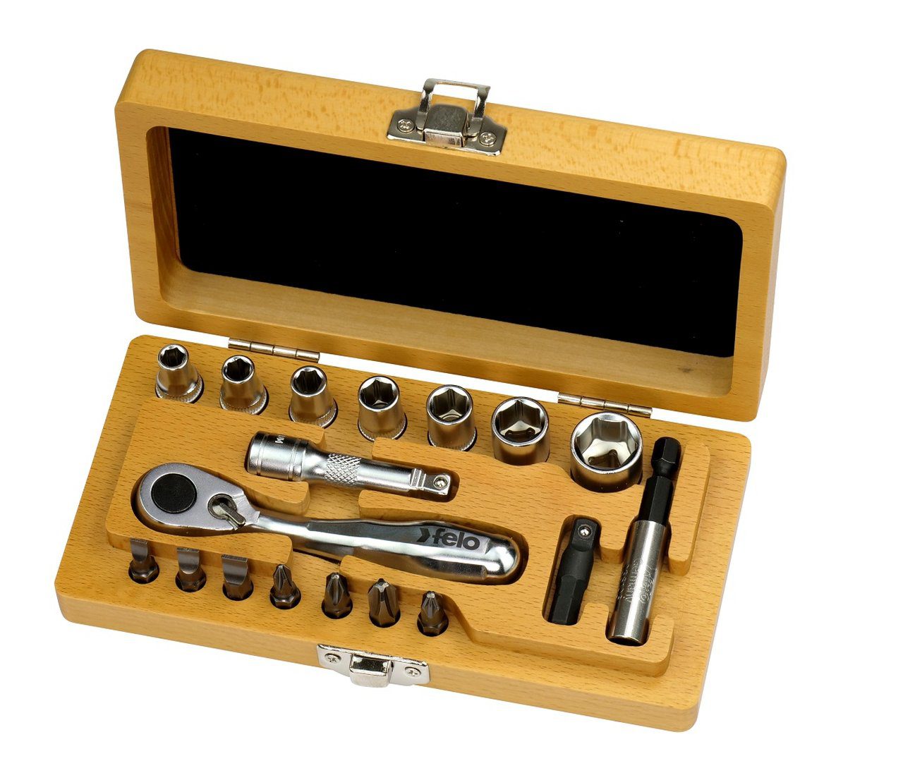 18-Piece Tool Set in Wooden Box Felo XS Classic 1/4"