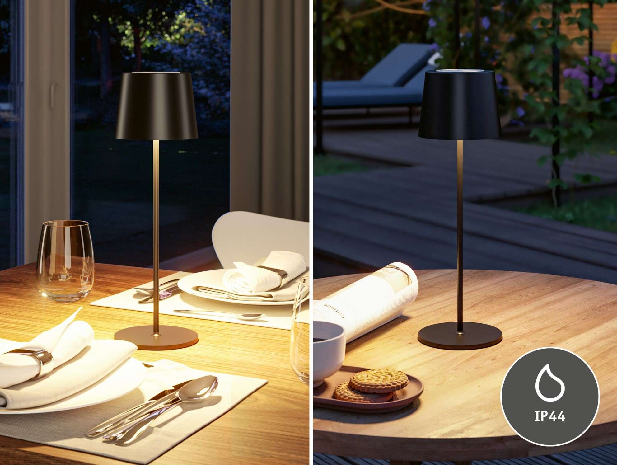 Lampka stołowa akumulatorowa GILO LED DIM USB-C 2.8W 240lm 2700K IP44 czarny mat / metal tworzywo sztuczne - obrazek 5