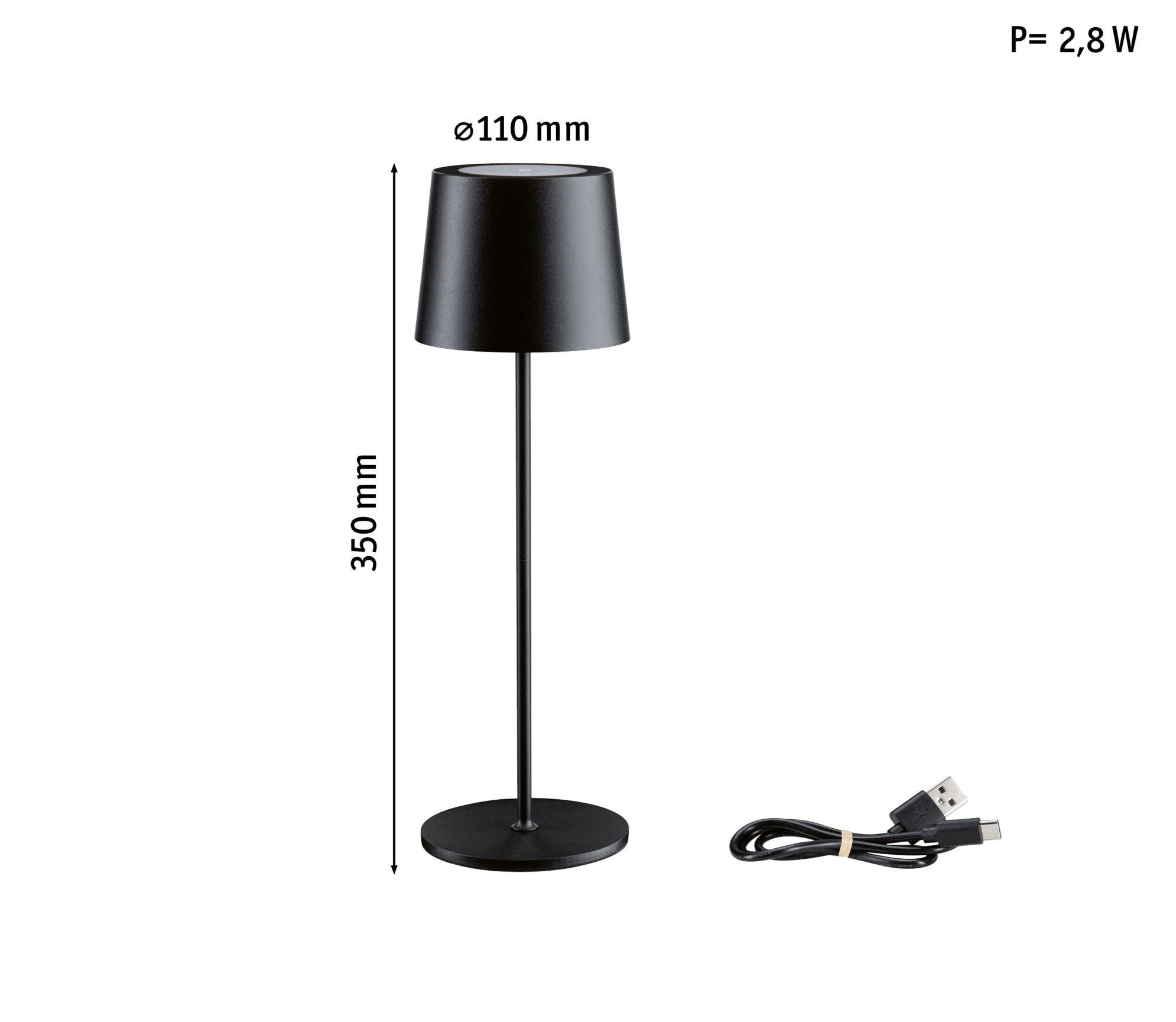 Lampka stołowa akumulatorowa GILO LED DIM USB-C 2.8W 240lm 2700K IP44 czarny mat / metal tworzywo sztuczne - obrazek 11
