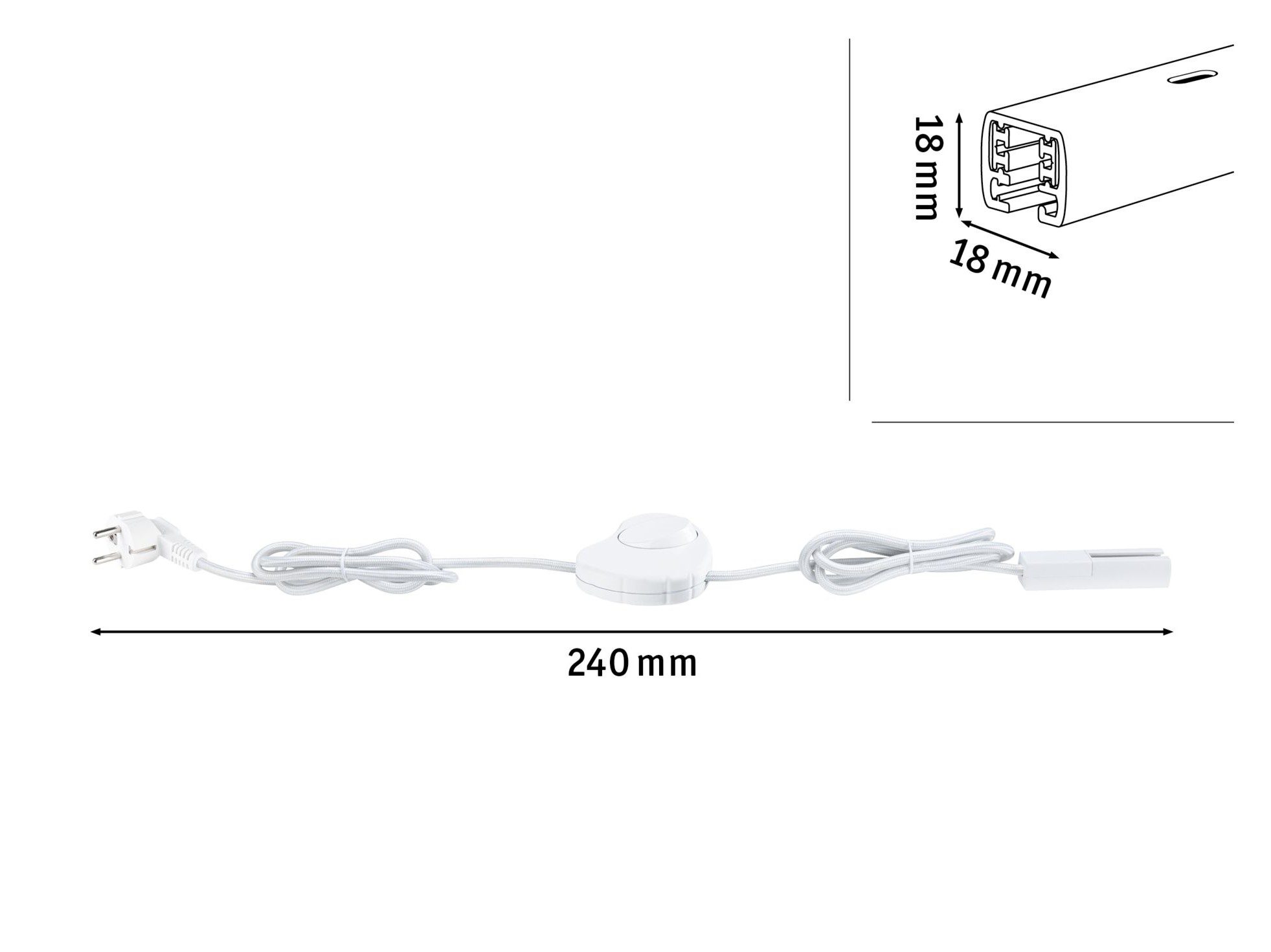 Przewód zasilający do szynoprzeowdu Urail 2m z wyłącznikiem max.1000W biały - obrazek 7
