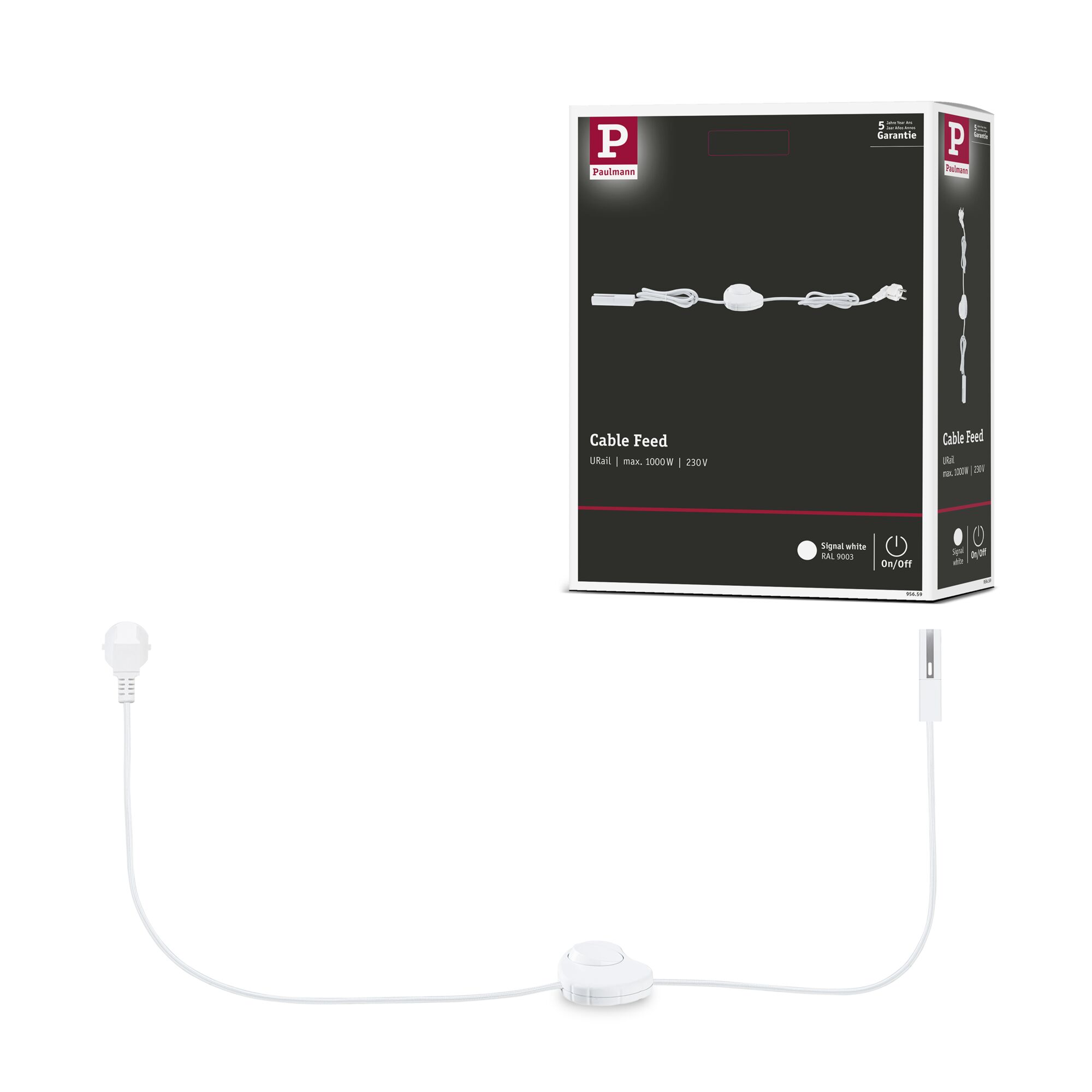 Przewód zasilający do szynoprzeowdu Urail 2m z wyłącznikiem max.1000W biały - obrazek 8