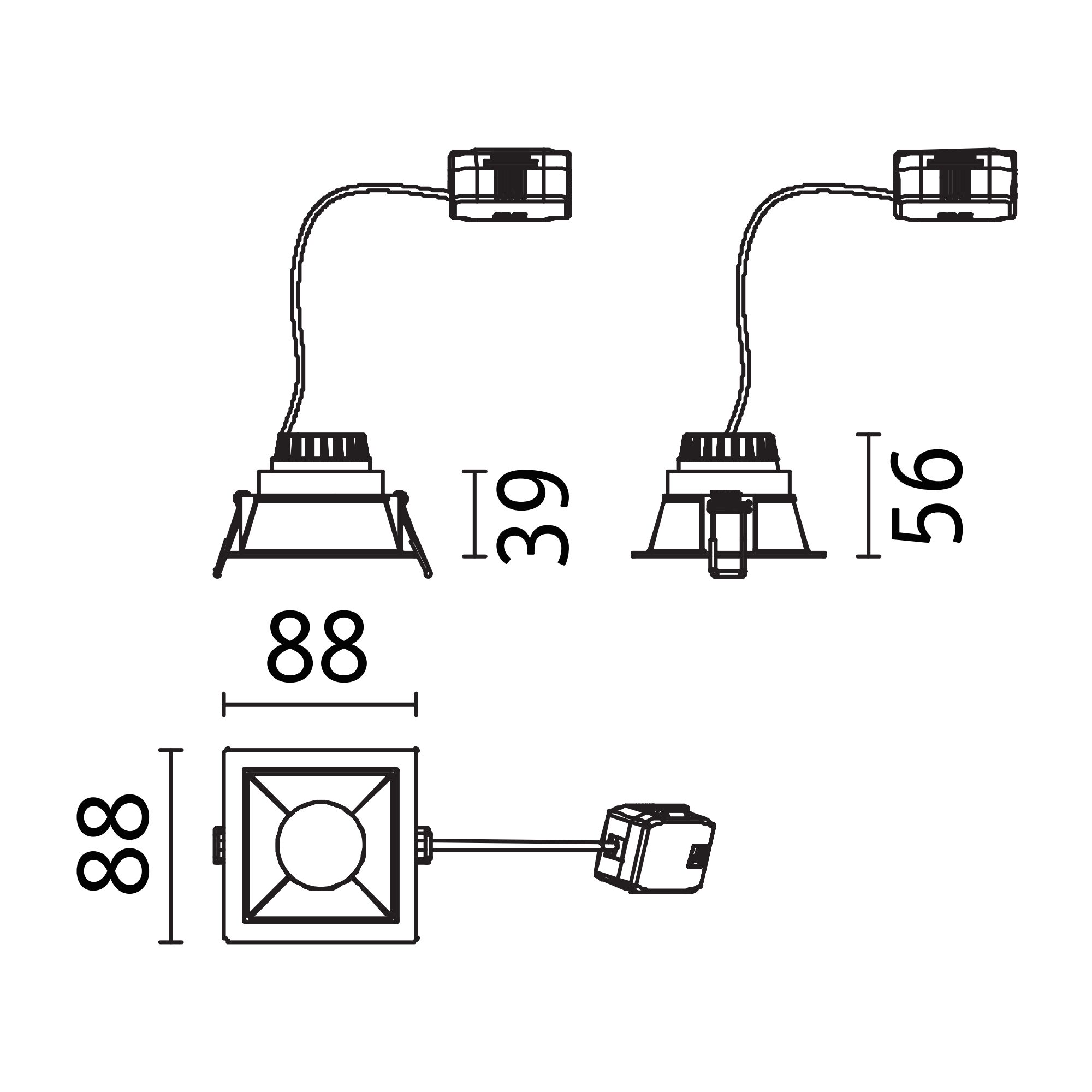Oprawa do wbudowania EBL COLE SET COIN 3-STEP DIM zestaw 3x6W 3x470lm 2700K IP44 230V czarny matowy / złoty / aluminium - obrazek 5