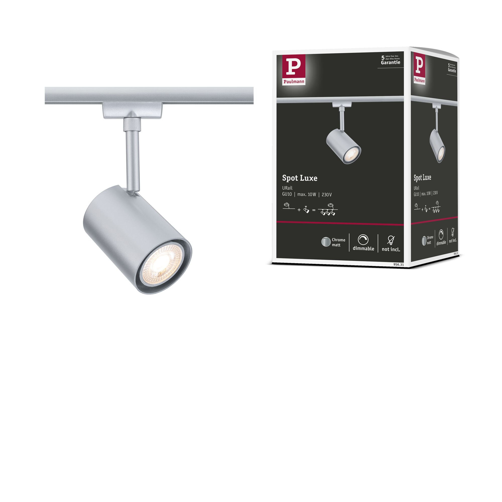 URail LUX DIM GU10 max.10W matte chrome / plastic track spotlight - Image 11
