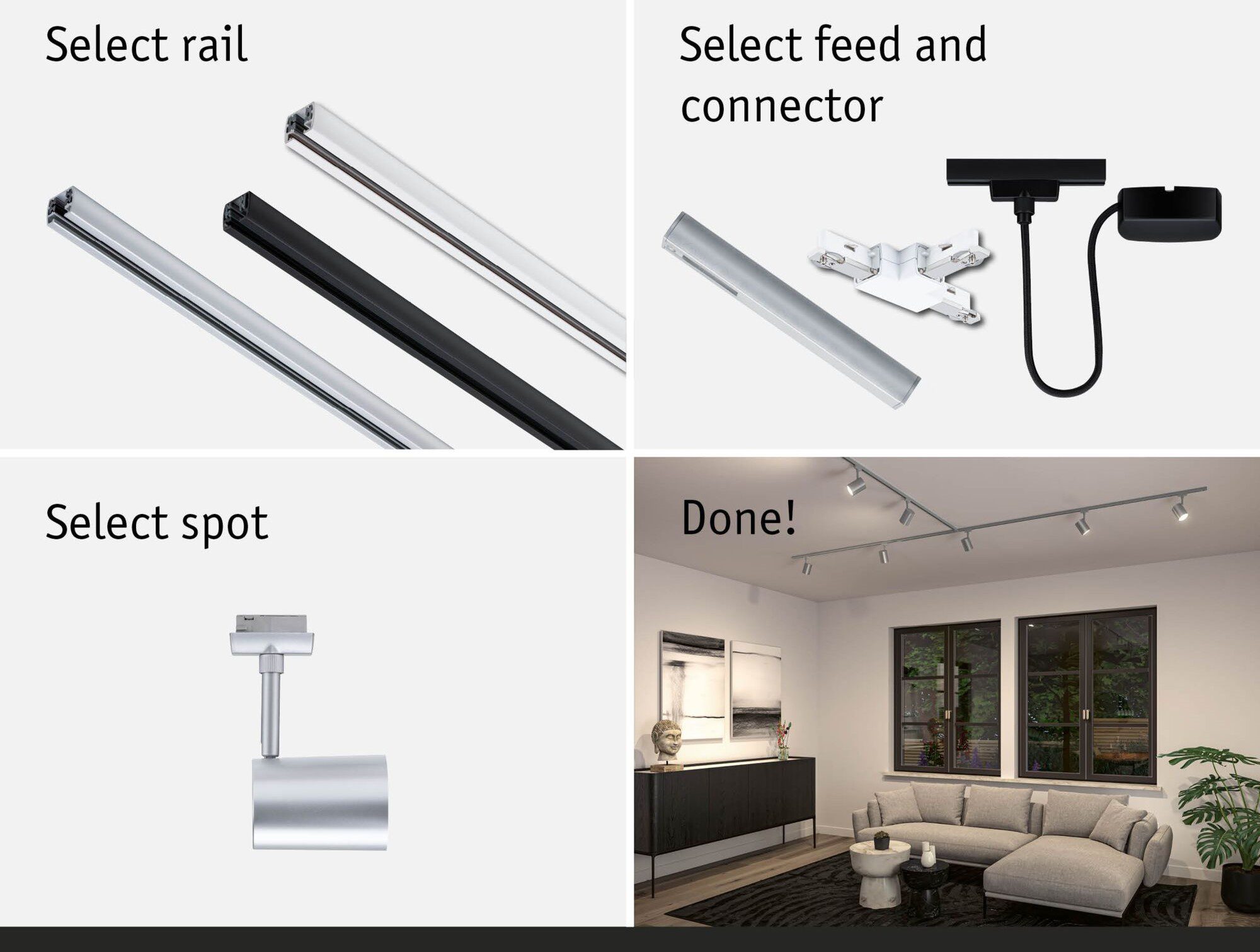 URail LUX DIM GU10 max.10W matte chrome / plastic track spotlight - Image 7