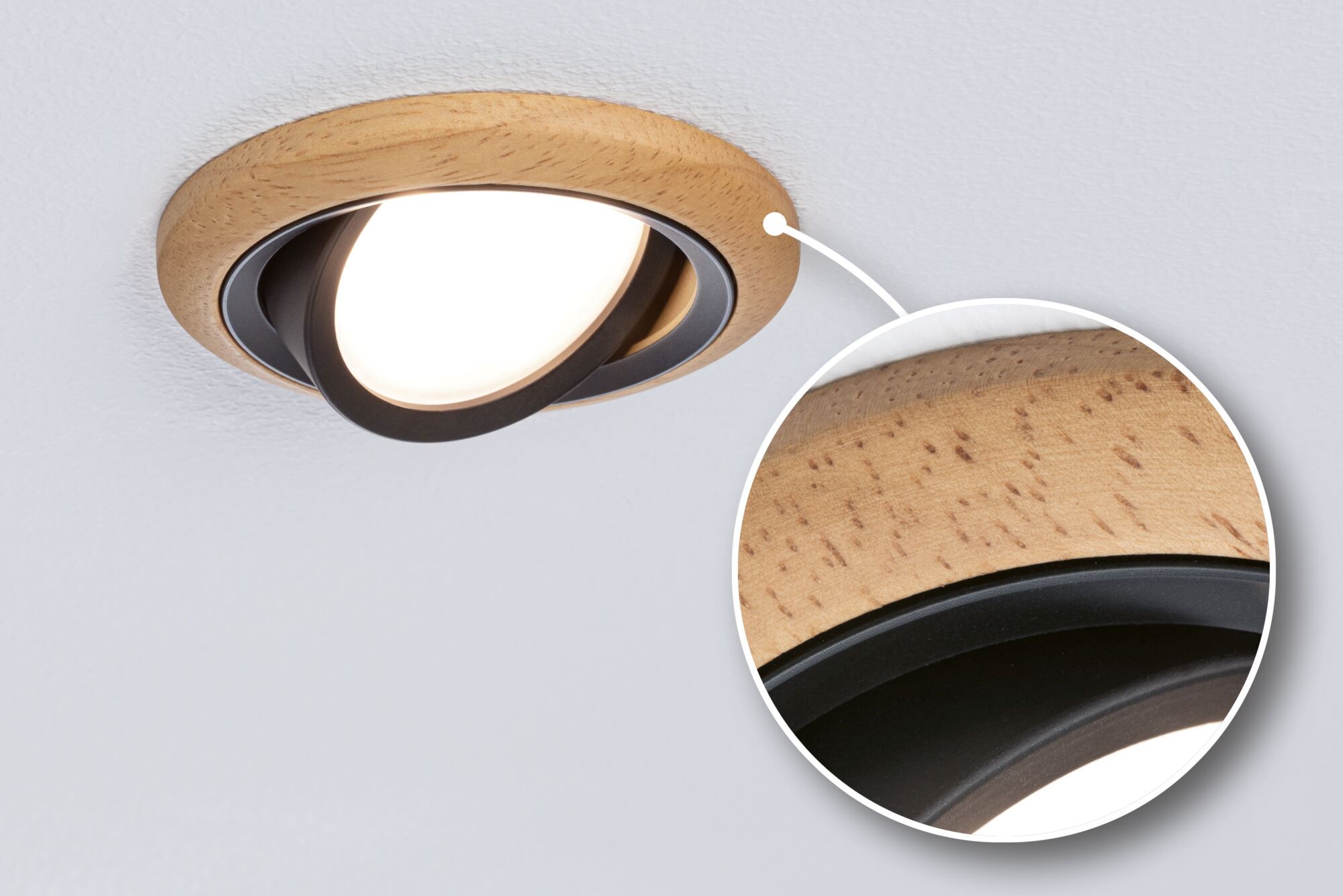 Built-in fixture LANATI COIN LED 6W 470lm 84mm 2700K IP20 230V wood / matte black / aluminum - Image 4
