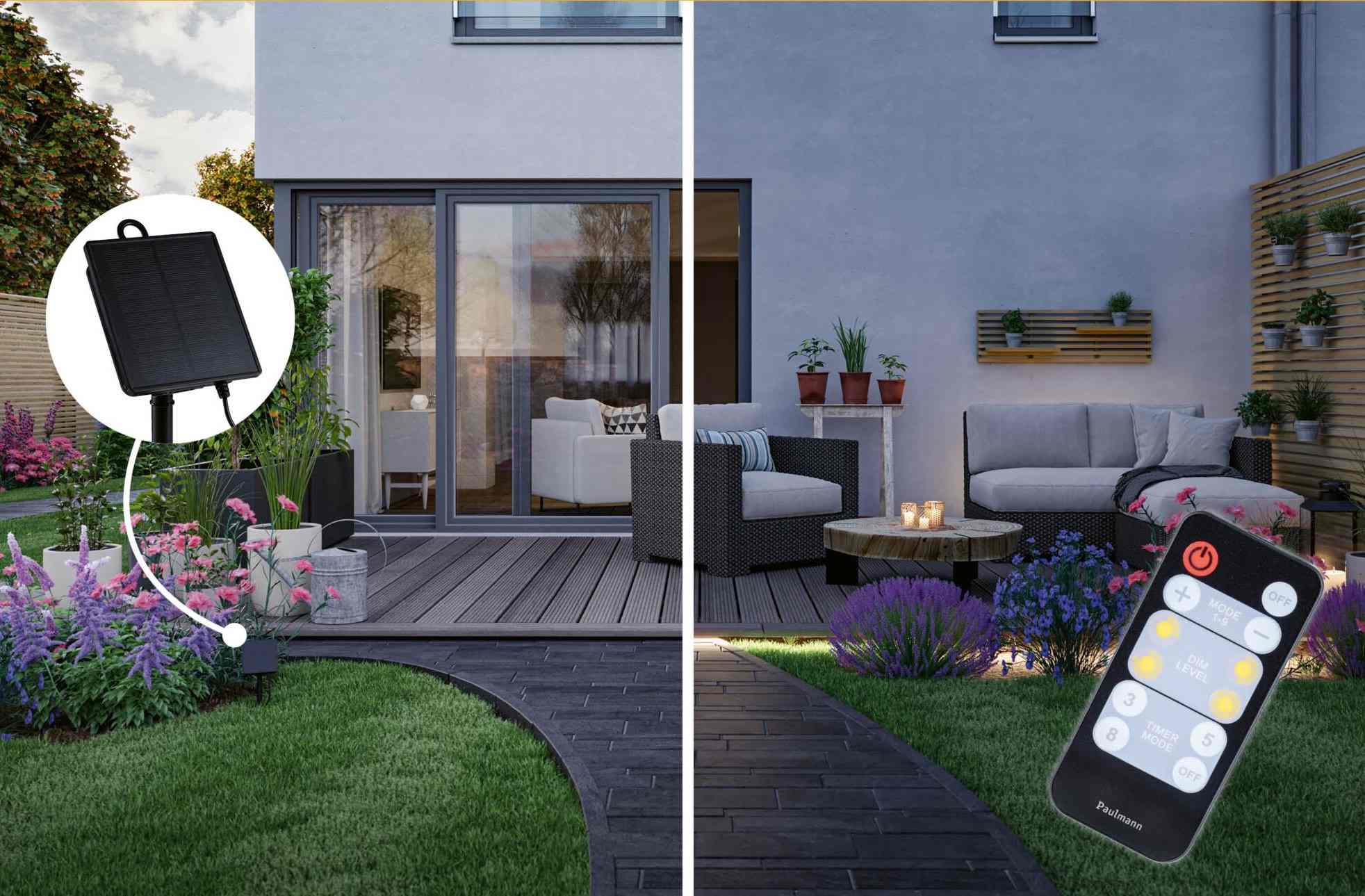 Taśma zewnętrzna LED solar 10m 3,8W DIM RGB 14lm/m czujnik zmierzchu pilot 5V IP44 czarny / tworzywo sztuczne - obrazek 5