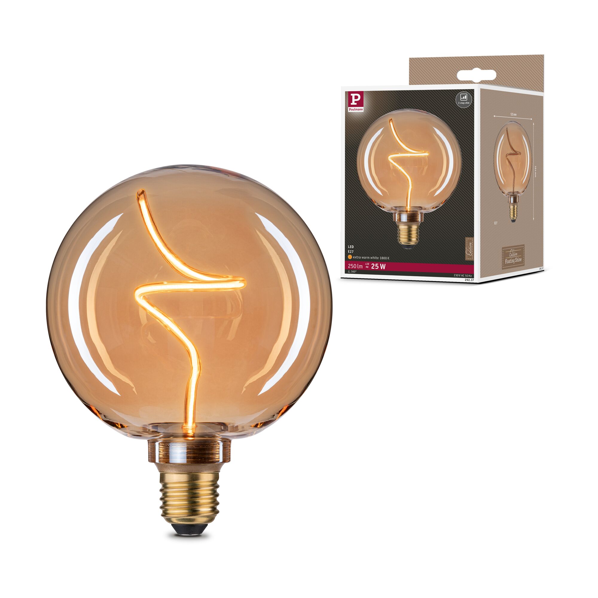 Źródło światła LED 3-STEP DIM Globe 125 V1 4W 250lm 1800K E27 230V złoty / szkło - obrazek 6