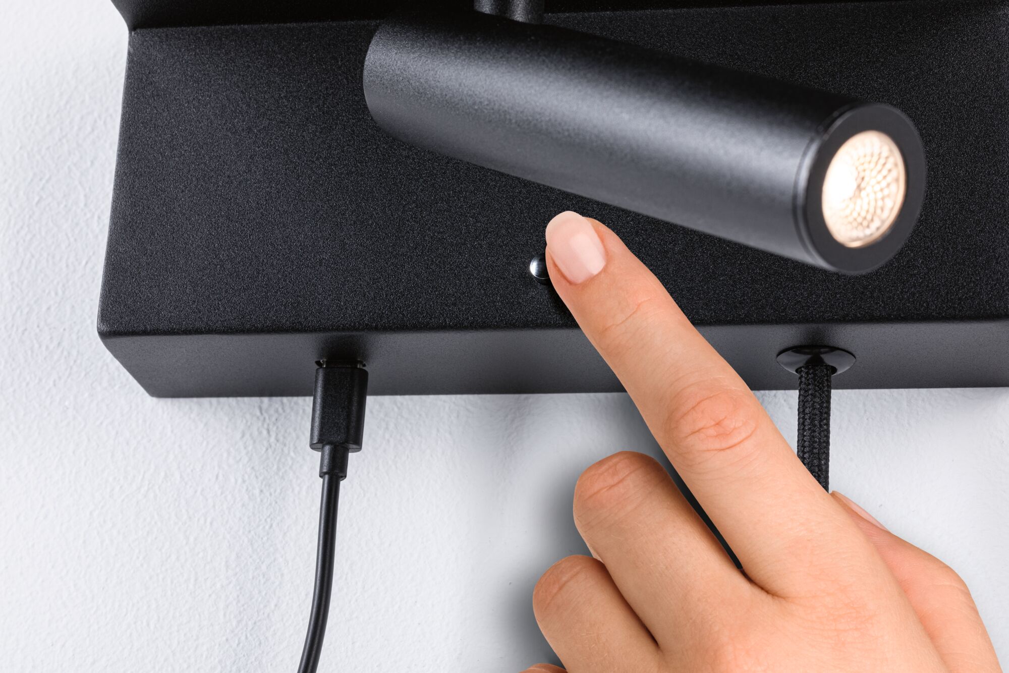 Oprawa ścienna JERIK LED 2,4W 3-STEP DIM 160lm 3000K USB-C 230V Z przełącznikiem Czarny mat /metal - obrazek 9