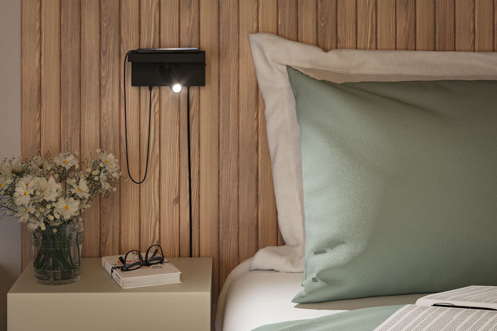 Oprawa ścienna JERIK LED 2,4W 3-STEP DIM 160lm 3000K USB-C 230V Z przełącznikiem Czarny mat /metal - obrazek 6