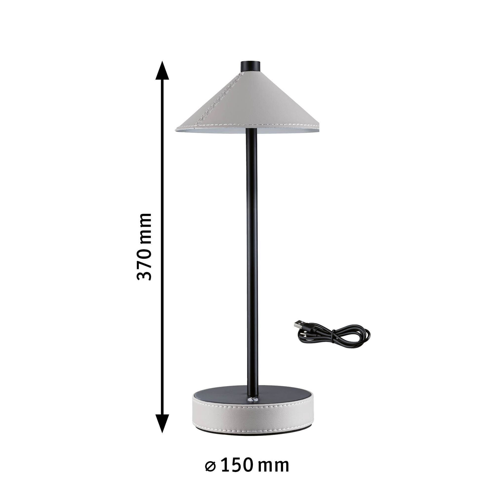 Lampka stołowa akumulatorowa PELLINI LED DIM USB-C 2W 300lm 3000/4000/6500K IP20 czarny matowy / materiał beż / metal - obrazek 14