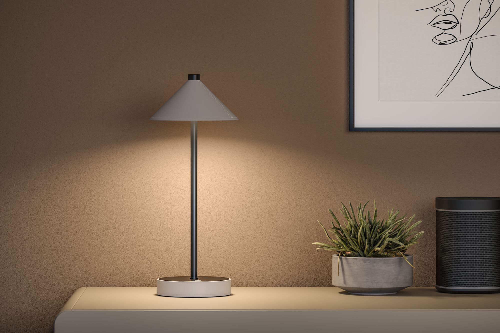 Lampka stołowa akumulatorowa PELLINI LED DIM USB-C 2W 300lm 3000/4000/6500K IP20 czarny matowy / materiał beż / metal - obrazek 12