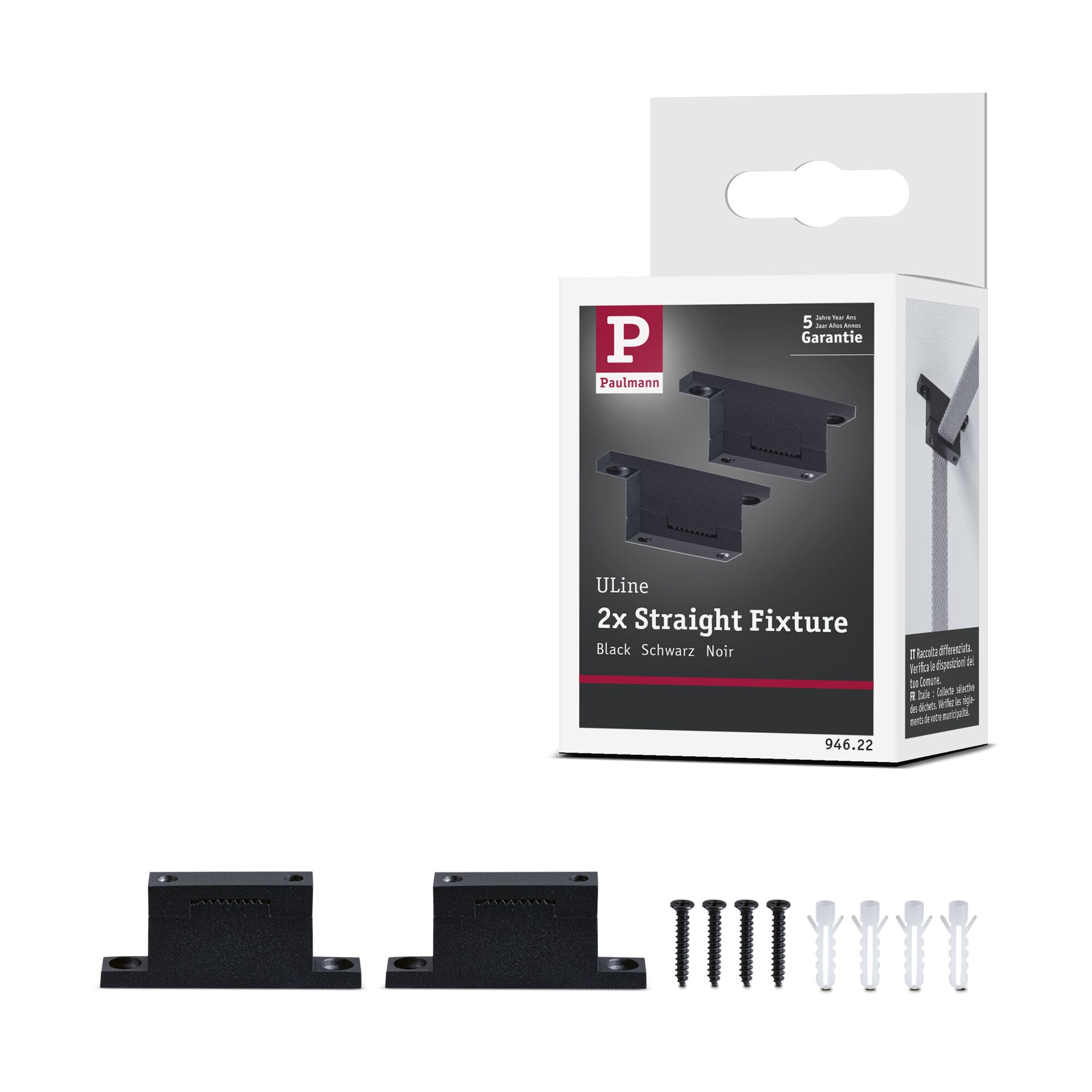 Uchwyt ścienny do taśm systemu Uline 2szt. IP20 czarny / aluminium - obrazek 10