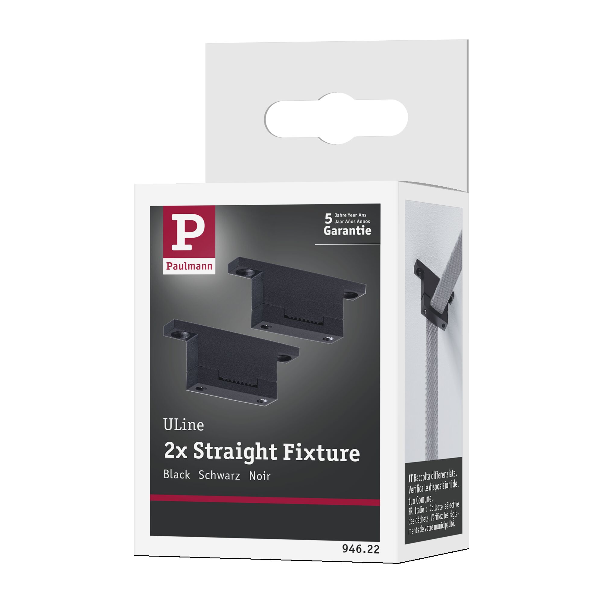 Uchwyt ścienny do taśm systemu Uline 2szt. IP20 czarny / aluminium - obrazek 9