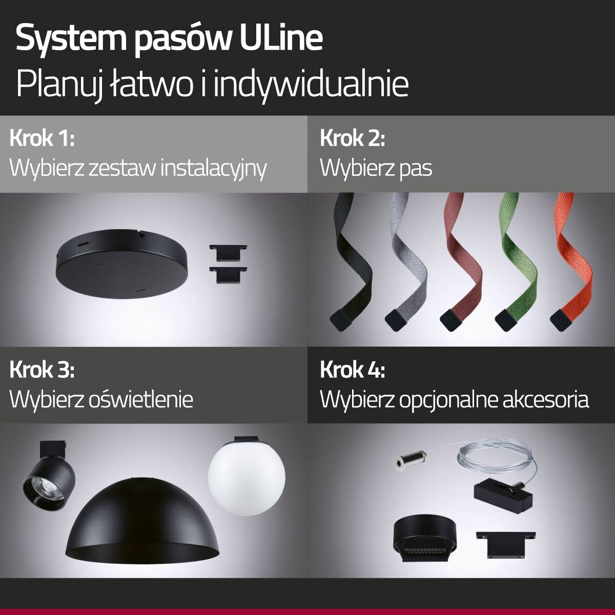 Zestaw podstawowy systemu ULine z taśmą 10m czarny max.150W 230V/48V czarny / aluminum - obrazek 4