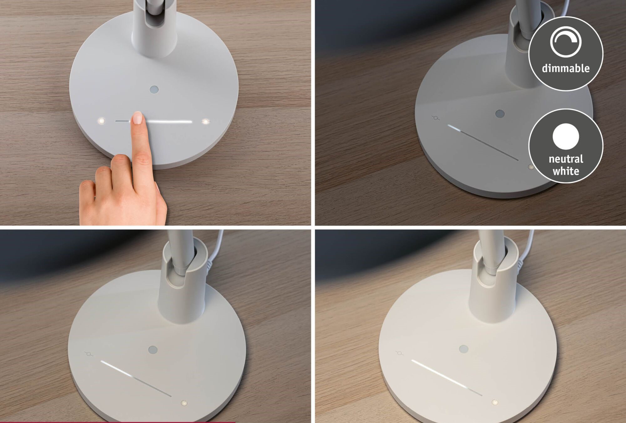 Lampka biurkowa Darba LED 15W DIM 4000K 1150lm 230V biały mat / metal / tworzywo sztuczne - obrazek 2