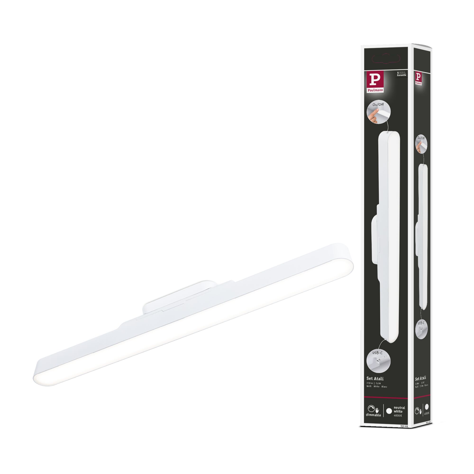 Mobilna lmapa meblowa ATALI LED DIM 2,6W 4000K 240lm USB-C 3.7W biały / tworzywo sztuczne - obrazek 12