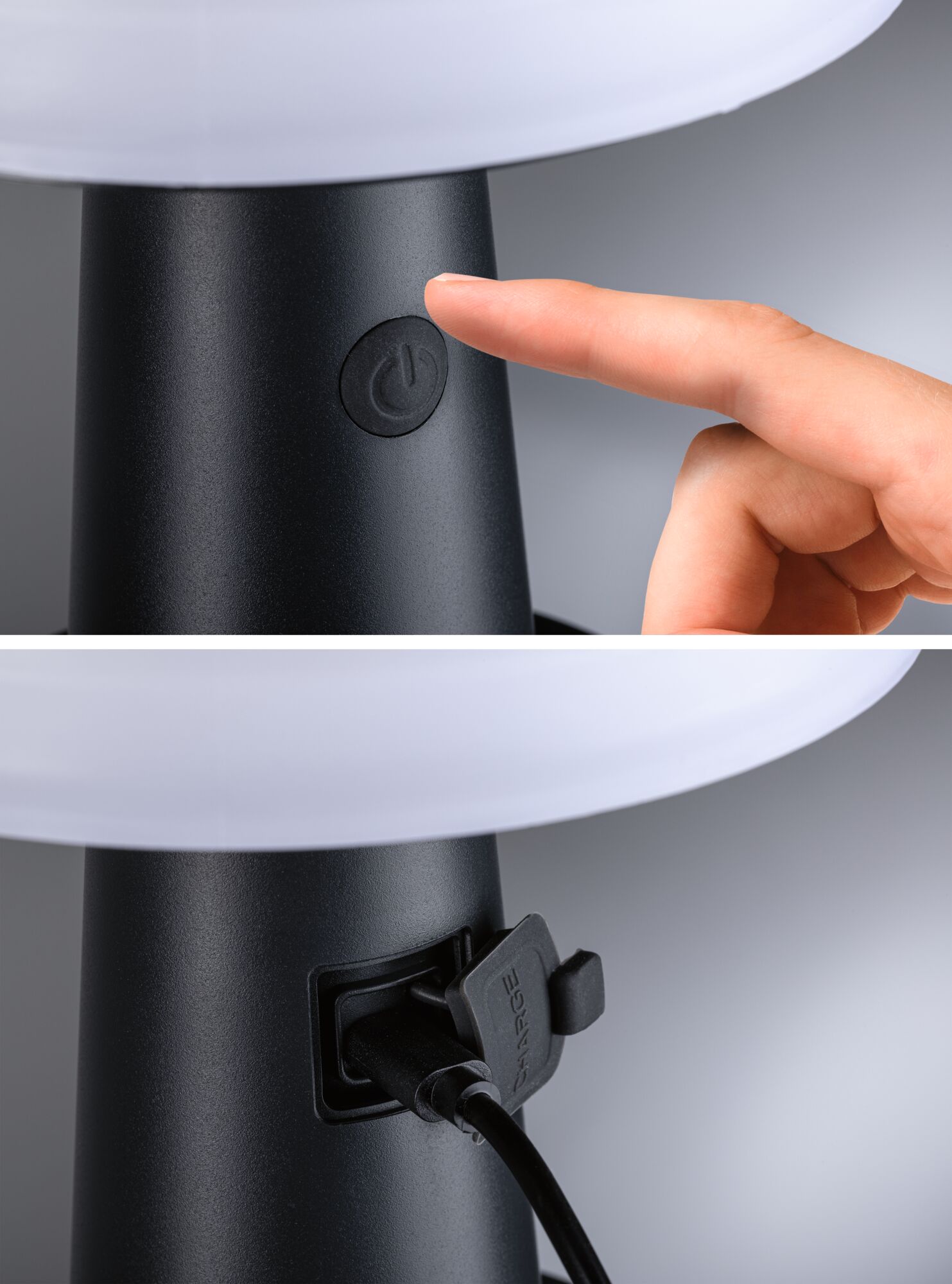 Lampka stołowa solarna ILANGA LED DIM USB-C 2.1W 125lm 2700K IP44 antracyt / tworzywo z recyklingu - obrazek 9