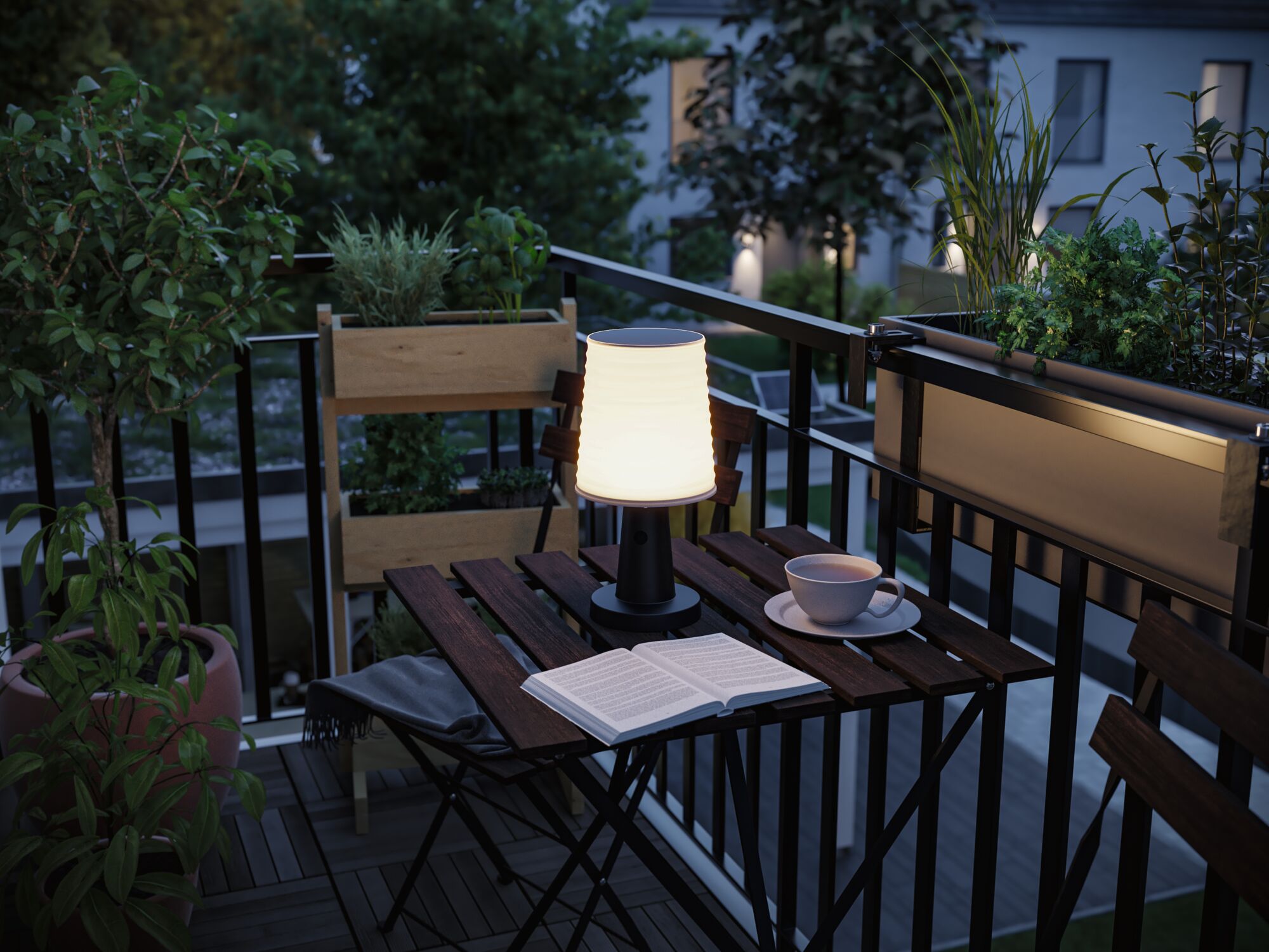 Lampka stołowa solarna ILANGA LED DIM USB-C 2.1W 125lm 2700K IP44 antracyt / tworzywo z recyklingu - obrazek 6