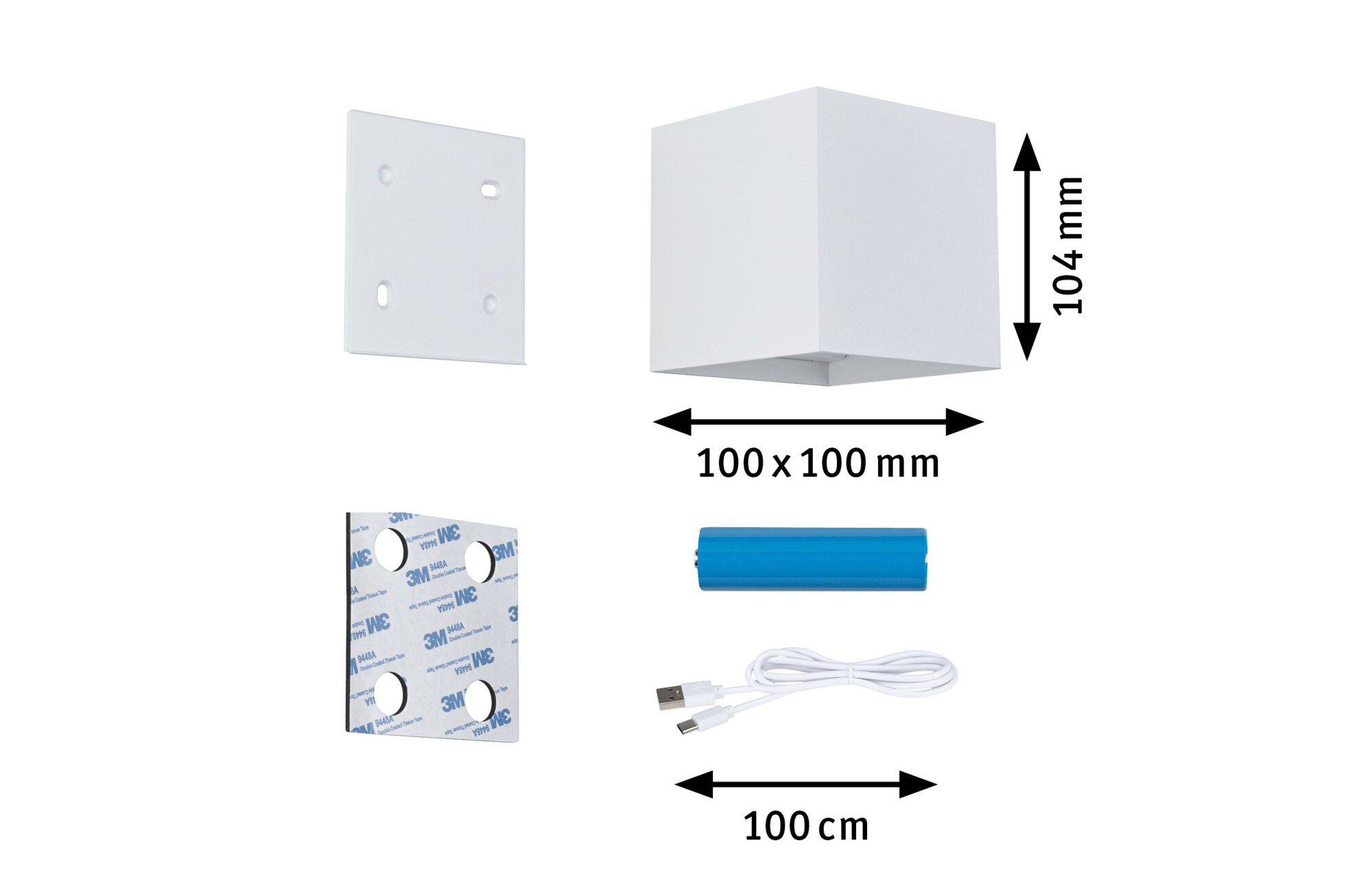 Mobile wall lamp NYARA LED with sensor 2x1W up/down 3000K 2x165lm USB-C Battery IP44 white / aluminum / plastic - Image 14