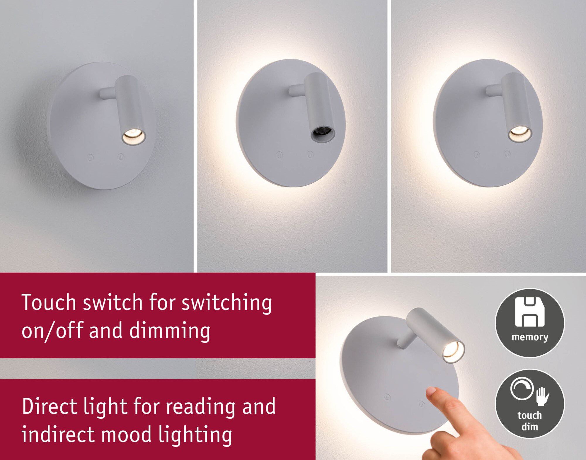 Mobilna lampa ścienna AIORA LED DIM 0,7W + backlight 0,6W 2700K 78 + 82lm USB-C Aku biały / tworzywo sztuczne - obrazek 12