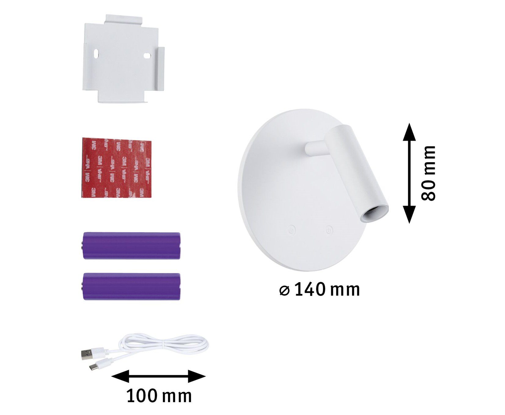 Mobilna lampa ścienna AIORA LED DIM 0,7W + backlight 0,6W 2700K 78 + 82lm USB-C Aku biały / tworzywo sztuczne - obrazek 13