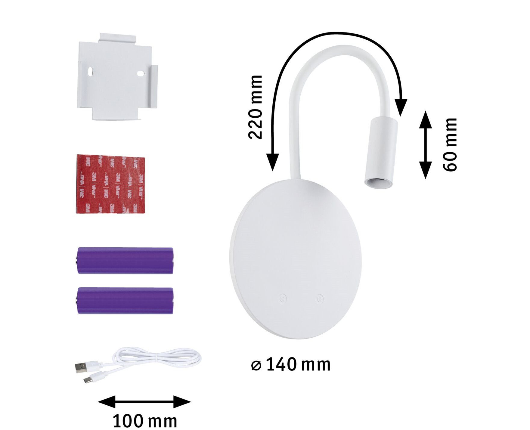 Mobilna lamapa ścienna MIORA LED DIM 0,7W + backlight 0,6W 2700K 78 + 82lm USB-C Aku biały / tworzywo sztuczne - obrazek 13