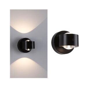 Mobilna lmapa ścienna ZORIK LED DIM 2x1,1W góra/dół 2700K 2x110lm USB-C Aku IP44 czarny / tworzywo sztuczne