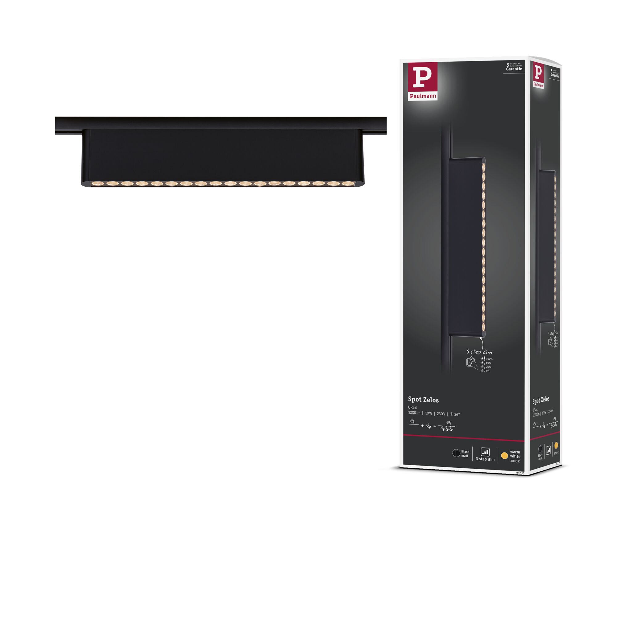 URail ZELOS LED 3-STEP DIM 10W 1050lm IP20 3000K 230V black matte / aluminum track fixture - Image 10