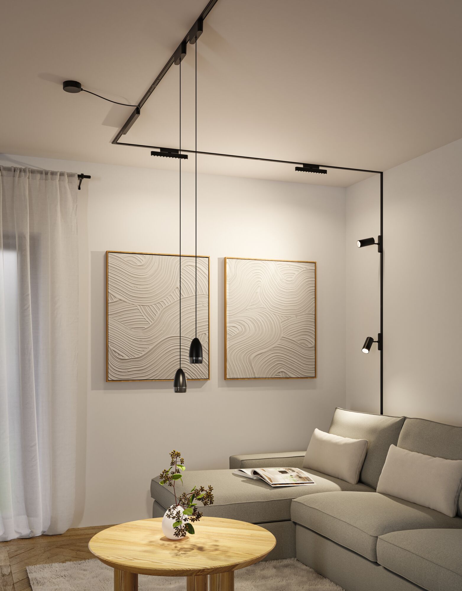 Łącznik szynowy L ściana sufit VEYA system 48V DC czarny matowy / tworzywo sztuczne - obrazek 5