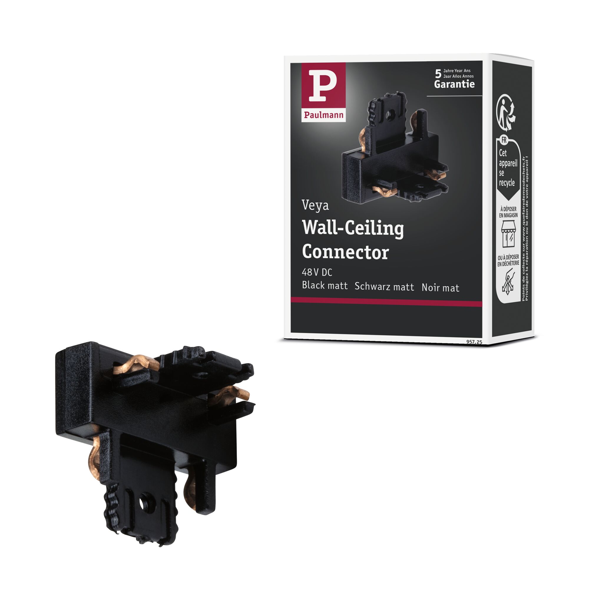 Łącznik szynowy L ściana sufit VEYA system 48V DC czarny matowy / tworzywo sztuczne - obrazek 8