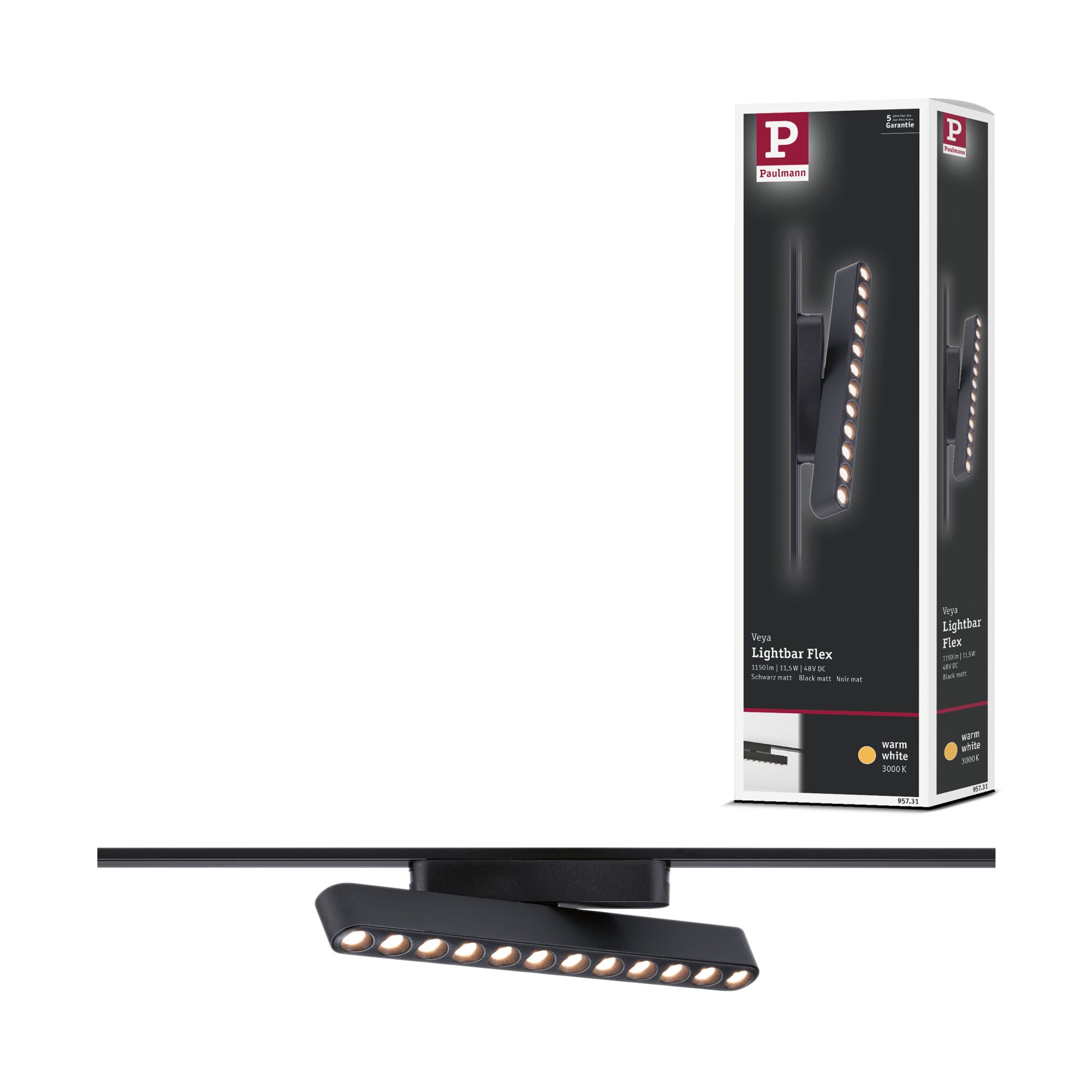 VEYA FLEX LED Track Fixture 11.5W 1150lm IP20 3000K 48V DC matte black / aluminum - Image 12