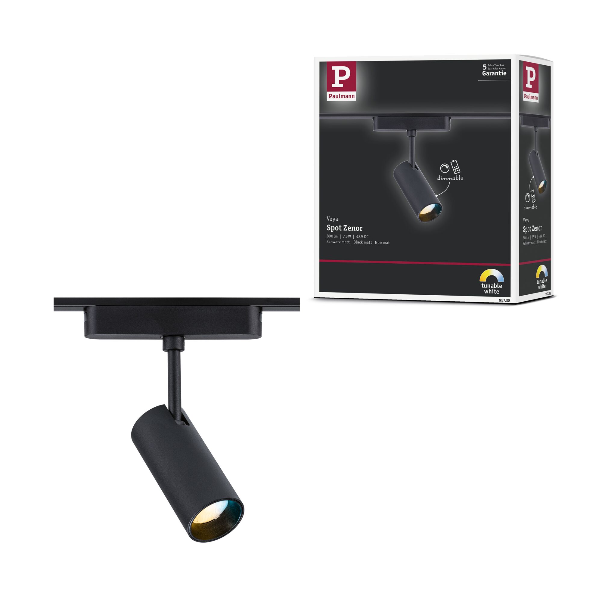 VEYA ZENOR LED DIM Track Spotlight 7.5W 800lm IP20 2700-6000K 48V DC matte black / aluminum - Image 11