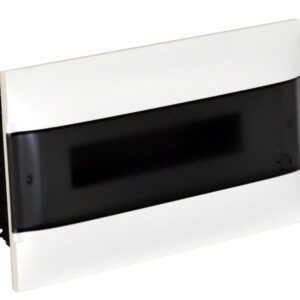 PRACTIBOX S PLASTIC DISTRIBUTION BOARD PT 18M 1X 18M N+PE IP40 IK07 235X436X102 SMOKE DOOR WHITE