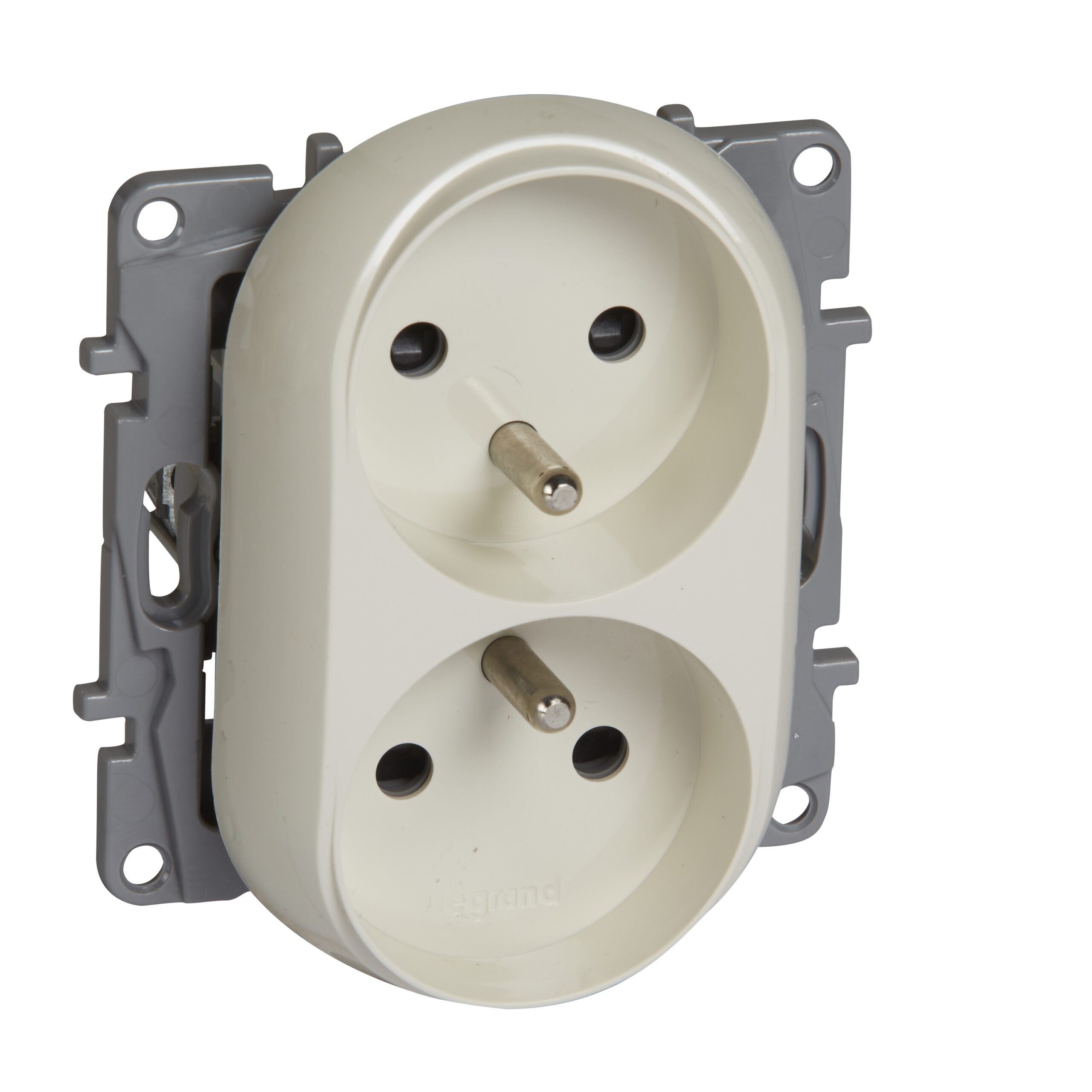 NILOE 2 MODUŁ KREM GNIAZDO 2X Z/U Z PRZESŁONAMI ZACISKI ŚRUBOWE 16A 250V