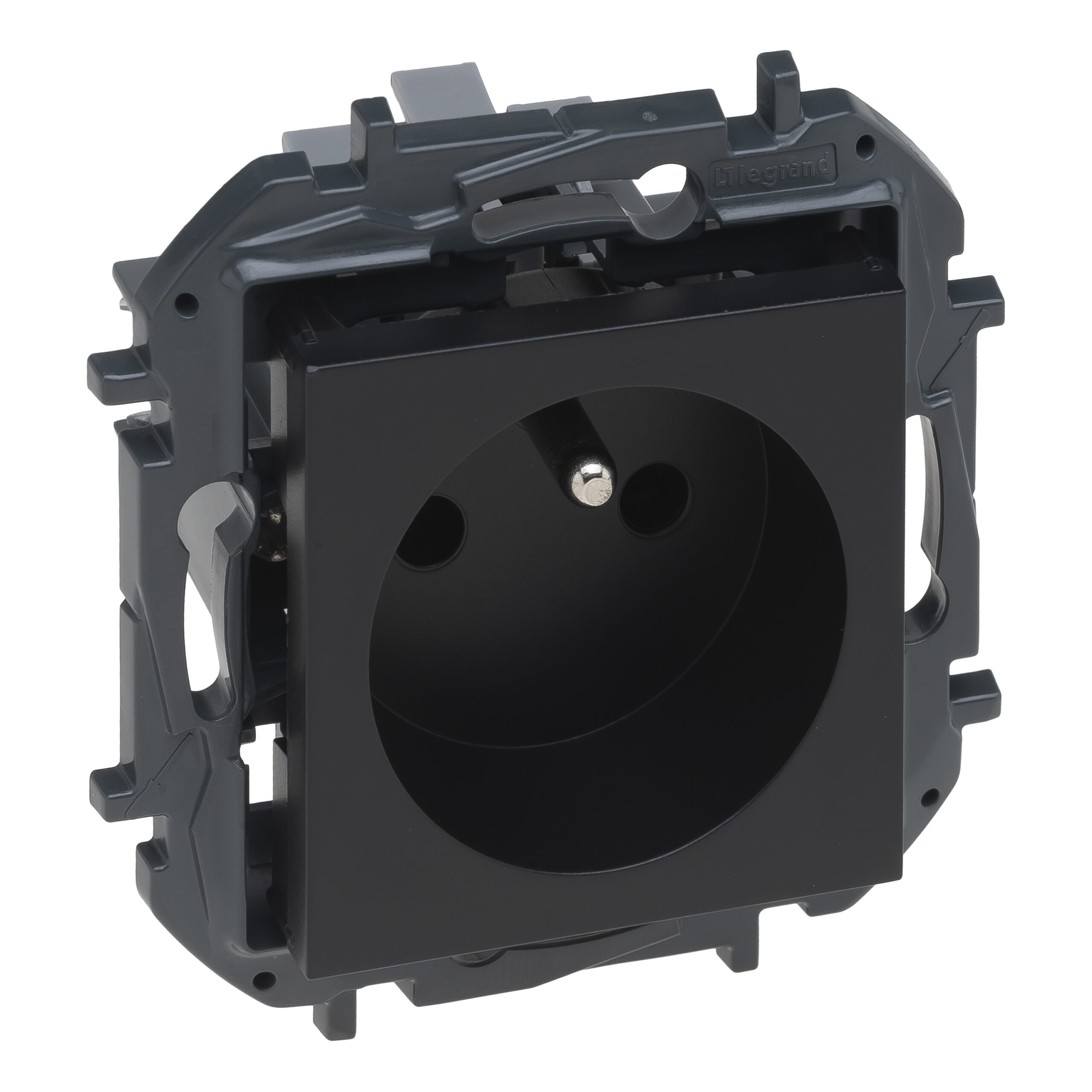 NILOE STEP MODULE BLACK SOCKET 1X S/U SPRING TERMINALS 16A 250V