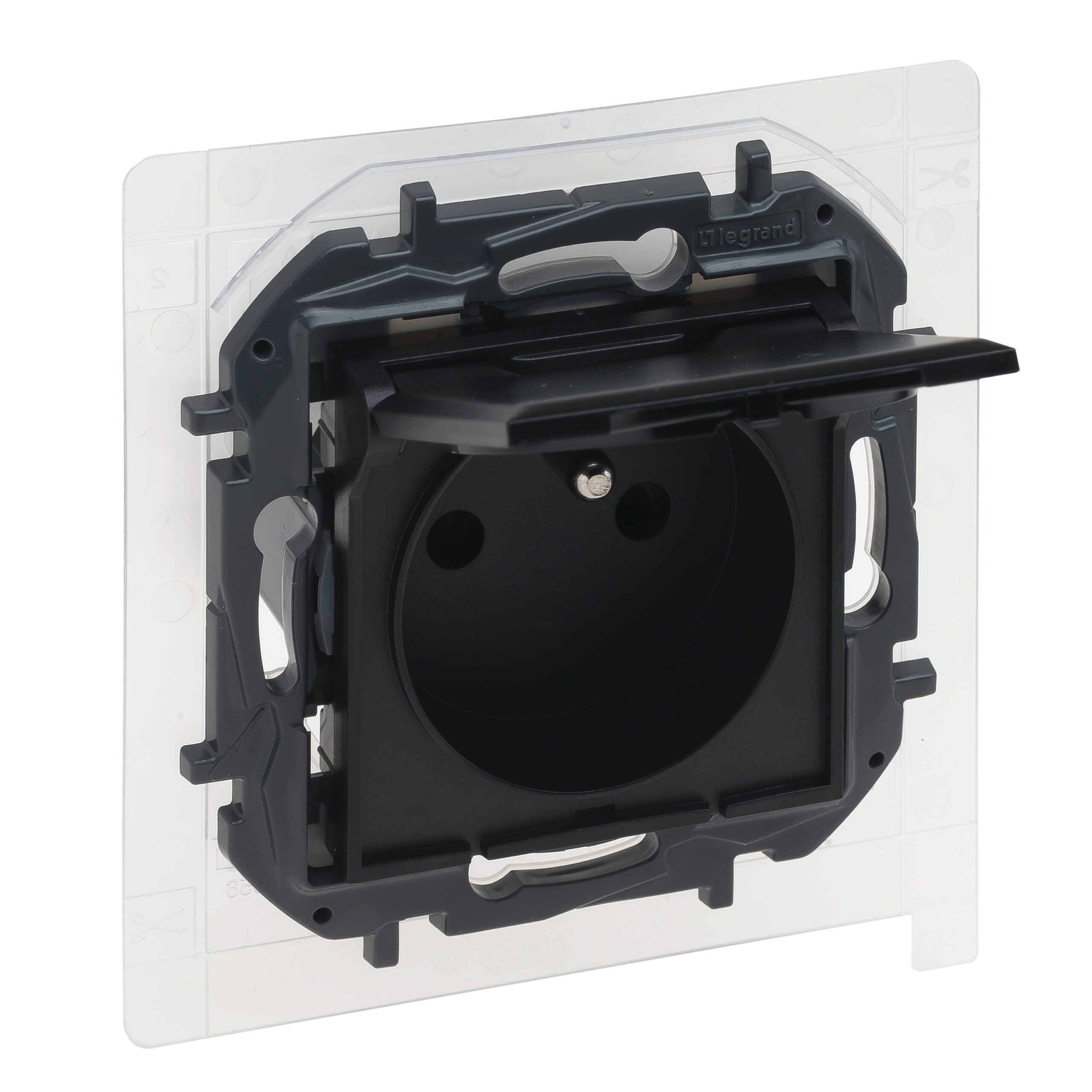 NILOE STEP - SOCKET 2P+Z IP44, SCREW TERMINALS, WITHOUT COVER - BLACK COLOR