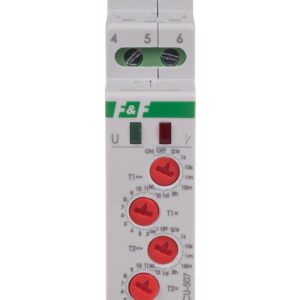 PCU-507 PRZEKAŹNIK CZASOWY 2X 8A 2P 1M 230V AC 2-FUNKCYJNY NASTAW 2 CZASÓW T1 T2