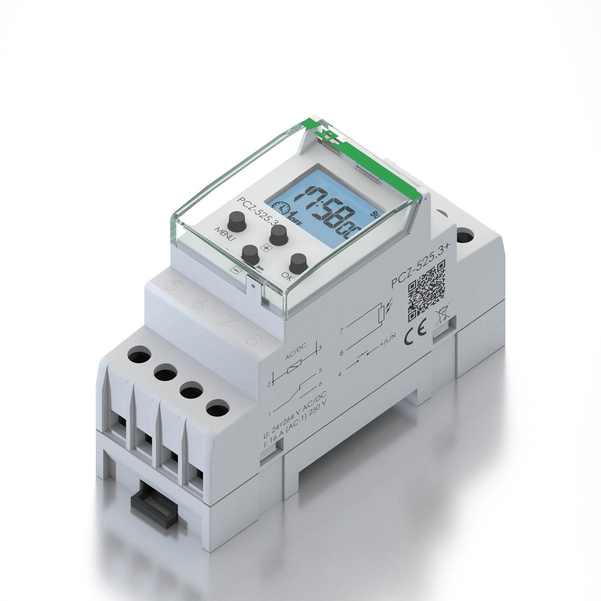 PCZ-525.4-PLUS ZEGAR STERUJĄCY 1-KANAŁOWY ASTRONOMICZNY 16A 1P 2M 24-264V AC/DC SONDA PRZERWA NOCNA