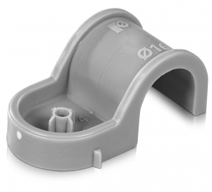 UCHWYT PLASTIKOWY DO RUREK INSTALACYJNYCH, POJEDYNCZY, POSADZKOWY, WZMONIONY PA, ŚREDNICA 16 MM