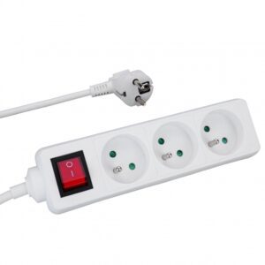 P450W PRZEDŁUŻACZ LISTWOWY 4X Z/U OKRĄGŁY WTYCZKA KĄTOWA 5.0M H05VV-F 3X1.0 BIAŁY + WYŁĄCZNIK