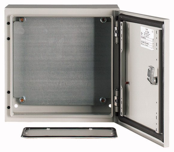 CS 33/150 METAL ENCLOSURE NT 300X300X150 FULL DOOR WITH PLATE IP65 GRAY