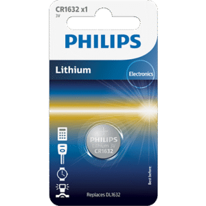 CR1632 LITHIUM COIN CELL BATTERY 3V 120MAH FI16 H3.2MM 2.0G BLS.1PC.