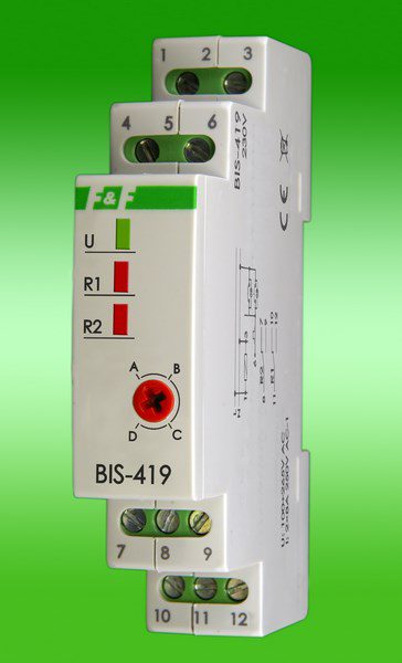 BIS-419 PRZEKAŹNIK IMPULSOWY BISTABILNY 4 FUNKCYJNY TH35 DWA OBWODY STEROWANIA